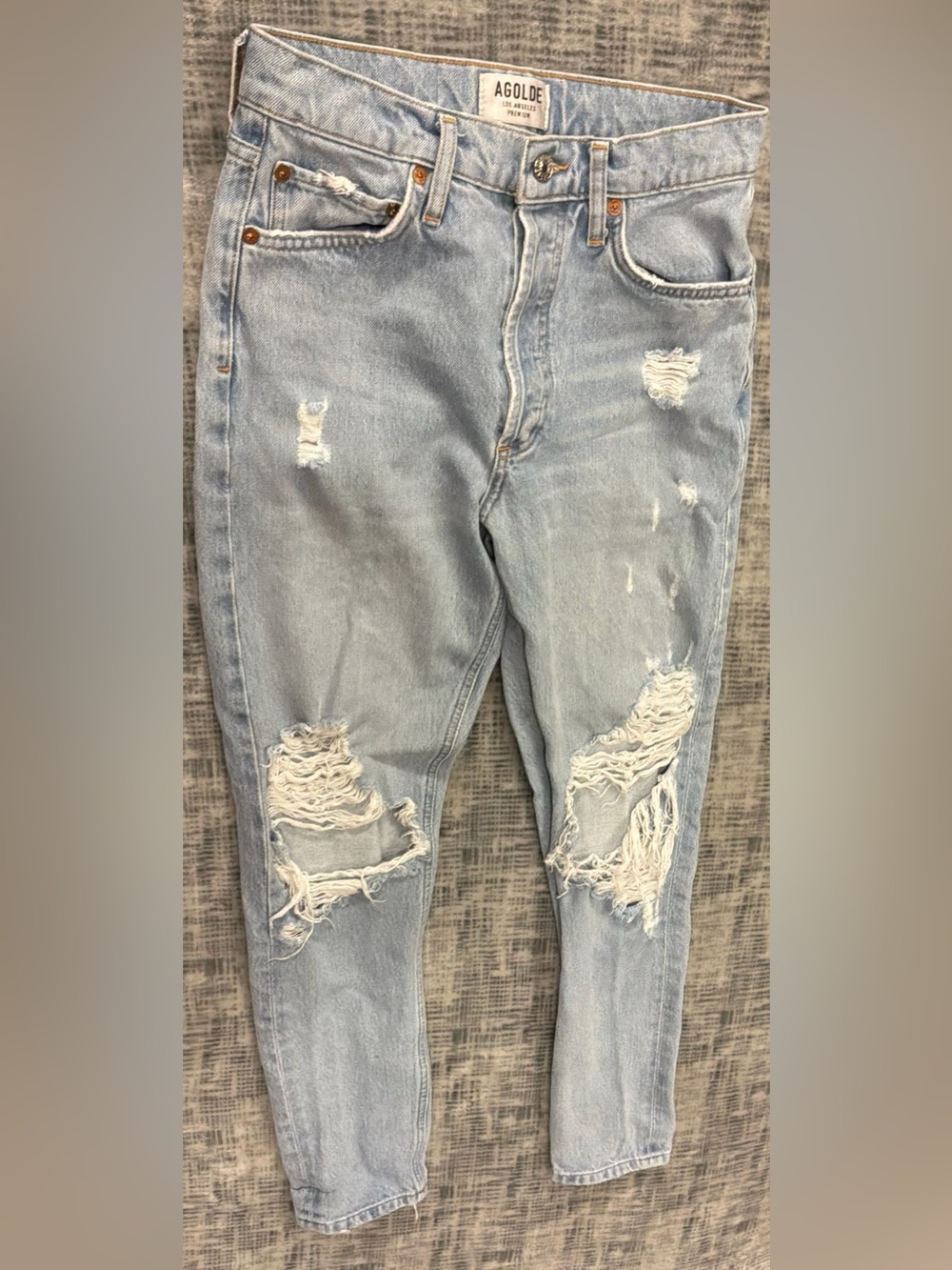 Agolde Light Wash Ripped Skinny Jeans